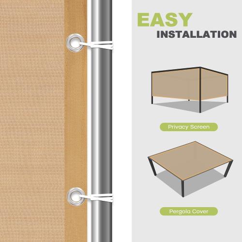 Shade Fabric Sun Shade Cloth with Grommets for Patio Garden Pergola Cover Canopy 10x20 FT, Wheat