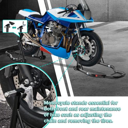 Motorcycle Stand 850LB Sport Bike Front and Rear Wheel Lift Swingarm Paddock Stands Black, U L