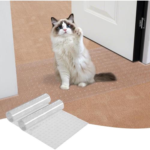 Carpet Protector for Pets, Cat Carpet Protector for Doorway, Easy to Cut PVC Anti Scratch Stopper Under Door,Non-Slip Cat Scratch Mat 3.6FT(2PCS, Clear)