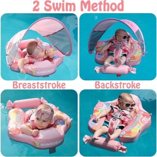 Mambobaby Float with Canopy Non Inflatable Baby Float for 3-24 Months