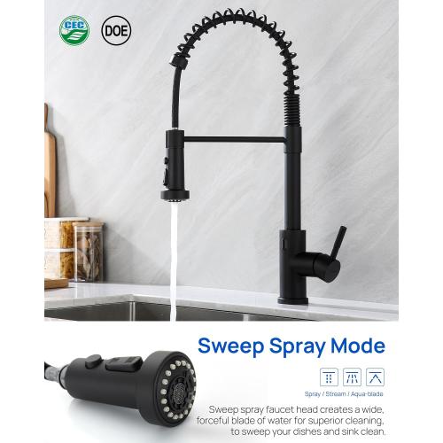 J-HVA Pull Down Kitchen Faucet Sprayer Head Replacement Part, 3 Function with 15 Adapters Pull Out Sink Sprayer Replacement Nozzle, Kitchen Faucet Head Hose Spray Tap Spout, Matte Black