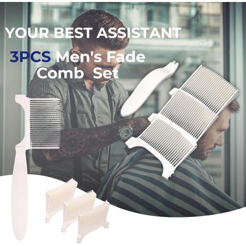 3PCS Hair Combs, Fade Comb and Styling Combs for Hair Cutting, Hair Combs for Home Hair Styling and Grooming (White)