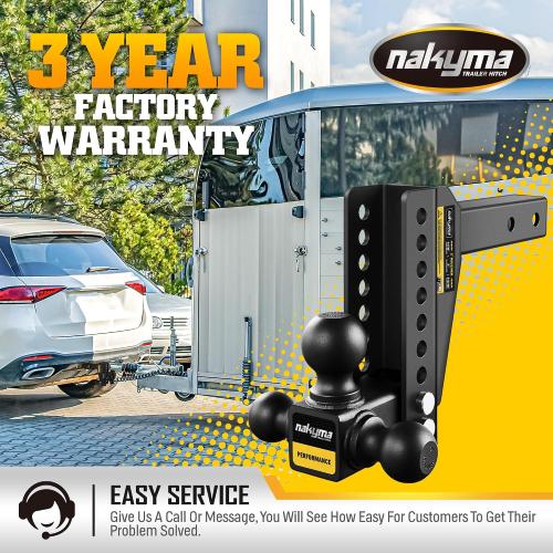 Adjustable Drop Hitch, 8 Inch Drop Trailer Hitch,Tri-Ball(1-7/8'', 2'', 2-5/16'') Hitch, Fits 2-Inch Receiver, Max 16,500 LBS GTW-Truck Trailer Hitch with Double Anti-Theft Pins Locks