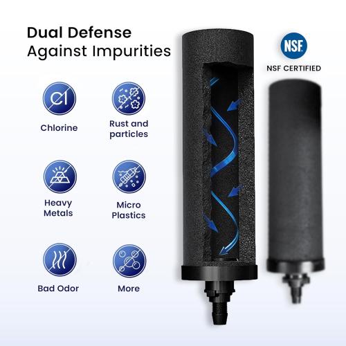 2.25 G | Gravity Water Filter | NSF Certified | AISI 304 Stainless Steel Countertop Water Filter | 2 Carbon Filters | Steel Spigot | Manual Install | No Electricity or Plumbing Required | Portable