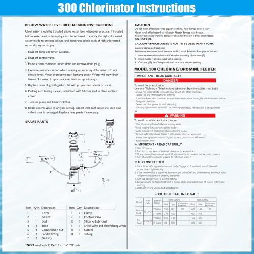 Upgraded R171016 Pool Chlorinator 300 Chlorinator Compatible with pentair Rainbow R171016 300 Automatic Chlorine/Bromine Offline Pool Feeder, Newly Upgraded Base and Control Valve