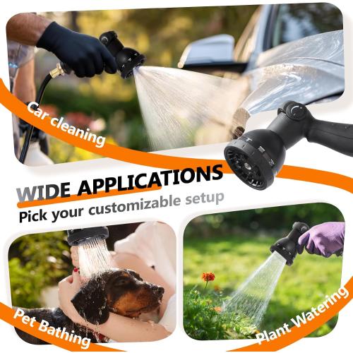 wikiwiki Retractable Garden Hose Reel 1/2 in x 100 ft, Heavy Duty Wall Mounted Hose Reel with 10- Function Sprayer Nozzle, Automatic Slow Return System/180°Swivel Bracket/UV Resistant (Black)