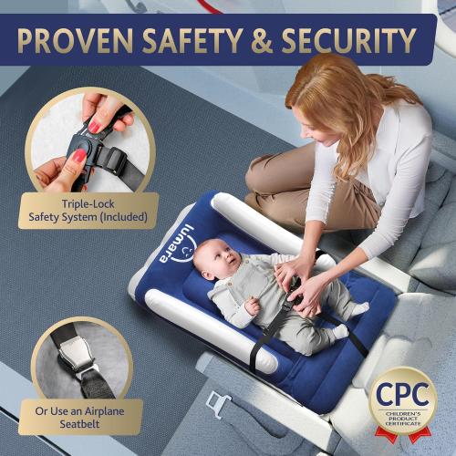 LUMARA Toddler Airplane Bed - Inflatable Airplane Bed for Toddlers, Plane Baby Mattress for Kids - Blow Up Air Mattress for Child Flight Sleep with Safety Belt, Innovative Valves, No Pump Needed