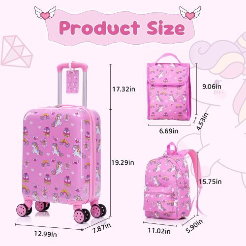 Rosamo 16’’ Kid’s Luggage Set with Spinner Wheels, Hardside with Suitcases,6 Piece ‼️used‼️