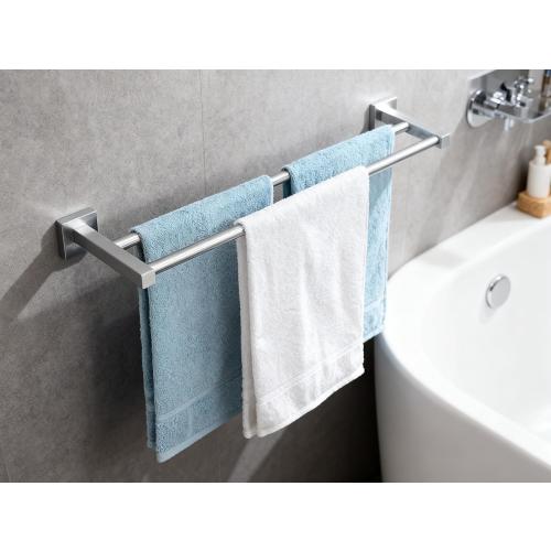 Double Towel Bar for Bathroom Wall, 24 Inch Double Towel Racks for Bathroom Wall Mounted, Heavy Duty Bathroom Towel Holder Stainless Steel Towel Rod, Brushed Nickel