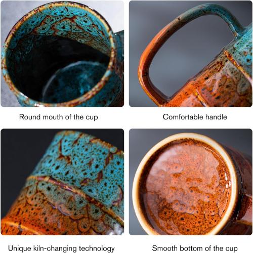 Coffee Mugs Set of 4,12 Oz Coffee Cups Ceramic, Perfect for Office Family Gatherings - Dishwasher and Microwave Safe (4, Green and Blue)