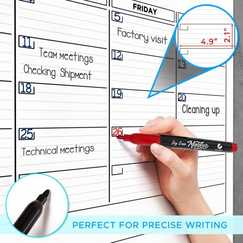 Large 36x48 Quarterly White Board Calendar Dry Erase Calendar for Wall 3 Month Big Dry Erase Wall Calendar Monthly Dry Erase Board Planner Includes 6 Markers Eraser Push Pins & Mounting Tape