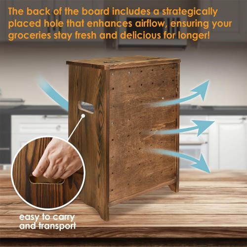 Ikee Design Free Assemble Wooden Countertop Potato and Onion Storage Bin Box,Countertop Cabinet, Wooden Bread Boxes, Potato Storage, Coffee Station,11.8W x 6.8D x 16H in, Rustic Color