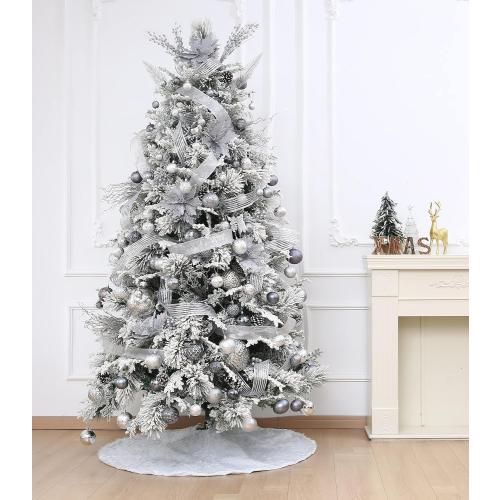 Christmas Ball Ornaments Silver Christmas Tree Decorations with Hang Rope-36pcs Shatterproof Christmas Ornaments Set with 6 Styles in 3 Sizes(Small Medium Large)