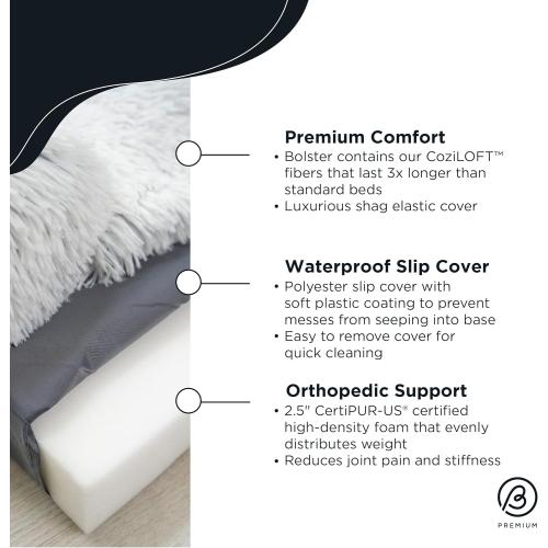 Best Friends by Sheri Nap Mat Dog Bed with Bolster - Washable Crate Pad, Removable Cover, Frost, Large, 36x21