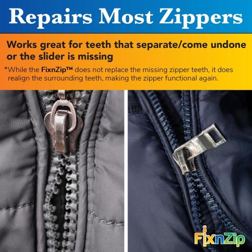 FixnZip (Black Nickel 3 Pack S,M,L) - Universal Zipper Repair Kit for Jackets, Luggage, Bags - Backpack Zipper Replacement Repair Kit - Instant Zipper Fix