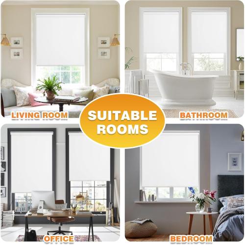 Blackout Roller Shades for Windows, Cordless Free-Stop Blinds with Thermal Insulated,UV Protection Fabric. Pull Down Room Darkening Door Blinds for Home, Office Easy to Install(36 W x 72 H,White)