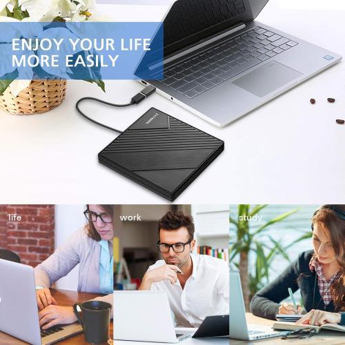 External DVD Drive USB 3.0 USB C CD Burner CD/DVD  /-RW Optical Drive, Slim Portable DVD CD ROM Rewriter Writer Duplicator for Laptop Desktop PC Windows 11/10/8/7 MacBook Mac Linux OS Apple