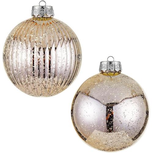 Large Christmas Ball Ornaments, Oversized Shatterproof Plastic Decorative Hanging Mercury Ornaments Ball for Xmas Holiday Party Decorations (Champagne, 6.0)