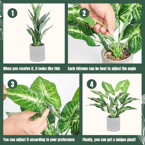 16 Small Fake Plants Artificial Tropical Faux Plants Indoor Desk Plant for Home Office Kitchen Shelf Sage Green Decor