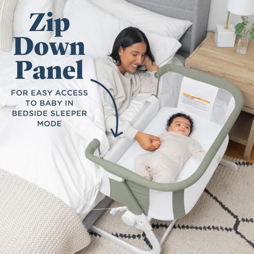Baby Delight Beside Me™ Dreamer Bassinet | Bedside Sleeper & Baby Bassinet | 8-Position Height Adjustment | 100% GOTS Certified Organic Cotton Fabric | Organic Sage