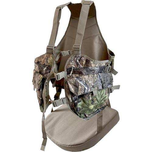 AUSCAMOTEK Camouflage Hunting Vest with Detachable Seat Cushion for Turkey Dove and Upland Bird Hunting