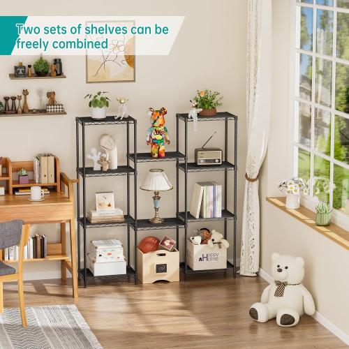 SINGAYE Metal Shelves Wire Shelving：Storage Rack Standing Units Shelf for Kitchen Laundry Bathroom Closet Organizers Pantry Narrow Mesh Adjustable 10 D x 16 W x 55 H Black