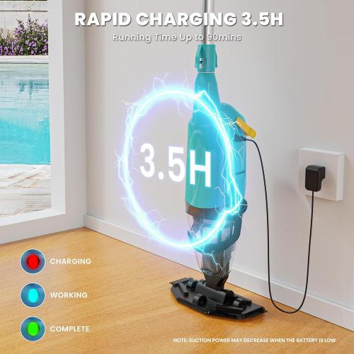 Green EFURDEN Pool Vacuum for Above Ground Pool, Cordless Handheld Rechargeable Pool Cleaner with Running Time Up to 60 Minutes for Sand and Debris, Ideal for In-Ground Pools, Spas, and Hot Tubs (Green)