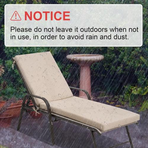 Crestlive Outdoor Chaise Lounge Cushions, 3 Years Fade Resistant Water Resistant Lounge Chair Cushion, 72''L x 21''W, Set of 2, Beige