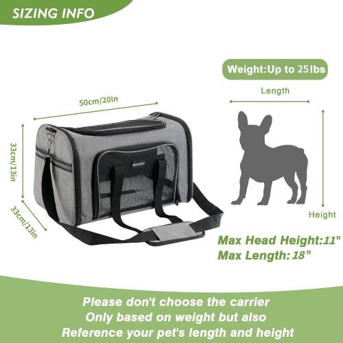 Size Large Color Grey Soundy Large Cat Carrier Dog Carrier Under 25 Lbs,Collapsible Ventilated Portable Pet Bag with Soft Sided Breathable Mesh for Long Car Trips Maxi Load 2 Kittens or Small, Medium Dog (Large Grey)