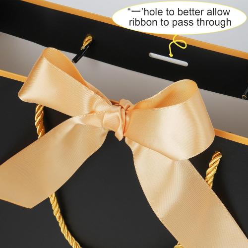 MOXARYSU Gift Bags With Handles: 11.8x4x10 Inch 3pcs Medium Large With Bow Ribbon For Wedding Thanks Bridesmaid Birthday Party (White-Light Blue