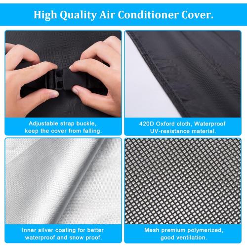 Luxiv Newest Design Mesh Window Air Conditioner Cover Outdoor, Support Window AC Unit Work Use for Outside Window AC Insulation Black Dust-Proof Waterproof Cover (Black, 17Wx12Dx13H)