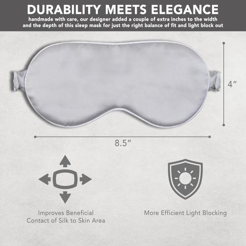 100% 22Momme Mulberry Silk Sleep Mask, Filled with Premium Mulberry Silk, Silk Eye mask for Sleeping Women, Sleep mask for Side Sleepers Perfect fit Adjustable Light Blocking Silk Sleep mask Gift