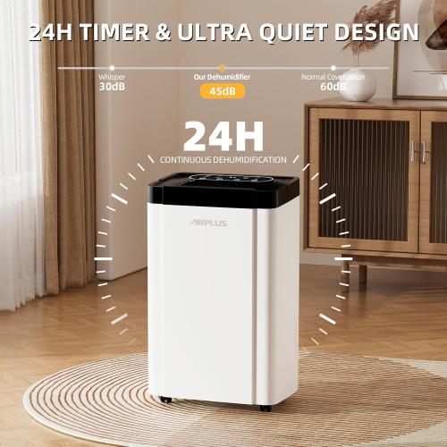 AIRPLUS 4,500 Sq. Ft. 70pint Dehumidifier, Humidity with Auto Shut off, Auto Drain or Manual Drainage, 0.8 gal Water Tank Capacity for Home and Basement