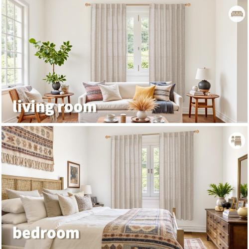 YoungsTex Linen Semi Sheer Curtains 72 Inch Length, Light Filtering Drapes