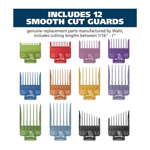 Wahl Clipper Genuine Secure-Fit™ Attachment Guard Organization Kit with Color Pro Colored Hair Clipper Guide Combs, 14 Piece Premium Storage Kit Hair Clippers, Multicolor - 3291-100