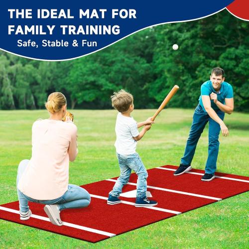 Baseball Hitting Mat Pro Batting Cage Mat Antislip TPR Rubber Backing with Home Plate for Baseball Softball Training Indoor and Outdoor