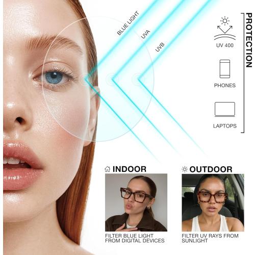 livho Oversized Eyewear Frame for Woman and Men - Rectangle Fashion Glasses for Computer, Chic Preppy Frame