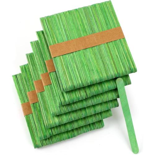 JANYUN 300 Pcs Green Popsicle Sticks for Crafts, 4.5 Inch Christmas Wooden Ice Cream Craft Sticks Popsicle Sticks for Waxing Christmas Valentines Day DIY Crafts Creative Designs Education