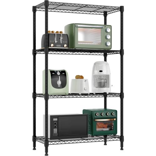 M MZG 1000 lbs 4 Tier Shelf Metal Storage Shelves Wire Rack Closet Organizers for Garage Kitchen Bathroom Laundry Black 11.8 D x 25.6 W x 45.5 H