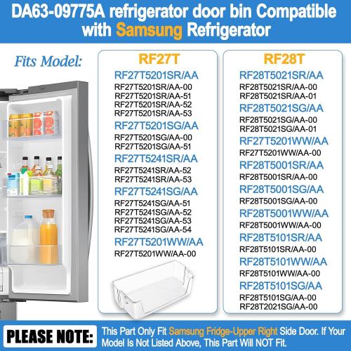 Upgraded DA63-09775A DA97-20984A Refrigerator Door Bin Compatible with samsung Refrigerator Door Shelf-RIGHT Samsung Refrigerator Door Bin RF27T5201SR, RF28T5001SR, RF27T5241SR, RF28T5021SR Shelves