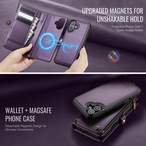 Defencase for iPhone 16 Phone Case Wallet Compatible with Magsafe, Purple