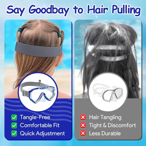 Vvinca Kids-Goggles with Nose Cover, Diving Mask Elastic Fabric Strap Anti Fog Anti Shattered Lens for Kids Swim Goggles 3-14