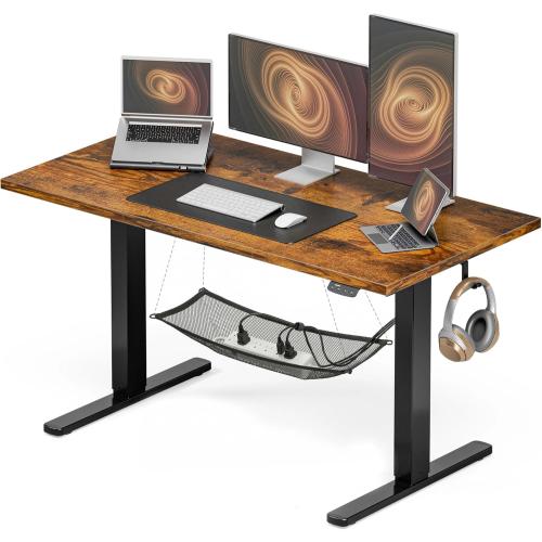Acrolix Electric Standing Desk, Height Adjustable Home Office Desk with Memory Presets & Cable Management,Rustic Brown Sit Stand Desk for Work from Home, Ergonomic Computer Desk (48 x 24)