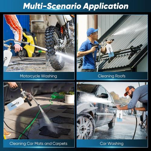 Saker Foam Cannon Dual Connector Accessory for Pressure Washer Kit,with Foam Cannon Dual Connector,Pressure Washer Gun for Car Washing and Cleaning,5 Power Washer Sprayer Nozzles