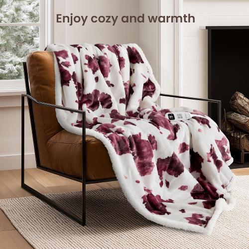 Heated Blanket Throw Blanket – Fast Heating Blanket with 10 Heat Settings & 4 Timer Options, Cozy Soft Fleece Sherpa, Washable, Warm Gifts for Grandma