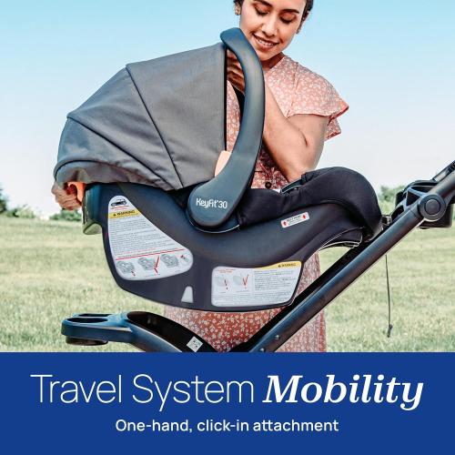 Chicco KeyFit 30 ClearTex Infant Car Seat and Base, Rear-Facing Seat for Infants 4-30 lbs., Includes Infant Head and Body Support, Compatible with Chicco Strollers, Baby Travel Gear | Pewter/Grey