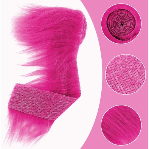Faux Fur Fabric Precut Fur Strips 2x60inch Hot Pink Fur Fluffy Fuzzy Craft Furs for Gnomes Beard Santa Claus Hair Dwarf Cosplay Costume DIY Craft Christmas Decoration