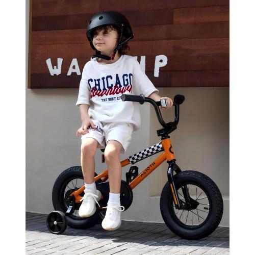 Size 12 14 16 20 Inch Color orange Kids Bike BMX Style Bicycle with Training Wheels for 2-14 Years Old Toddlers Boys Girls Coaster Brake Multiple Colors