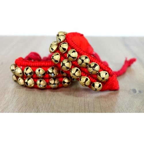 eSplanade Ghungroo, Ghungru (20   20) - 2 Line Ghunghroo on Red Cushion Pads | Kathak Indian Classic Dance