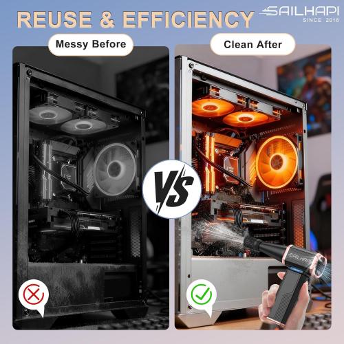 Electric Air Duster, 300000RPM High-Speed Cordless Blower for Barber with Variable Speed & Brushless Motor, Portable Mini Blower for Keyboard, PC, Computer, Replaces Canned Air, Gifts for Men